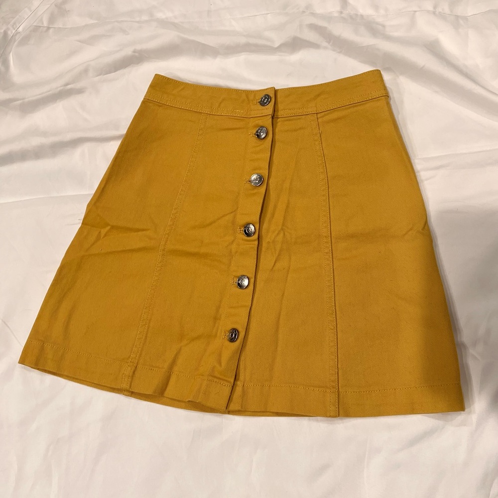 Yellow Button-Front Skirt